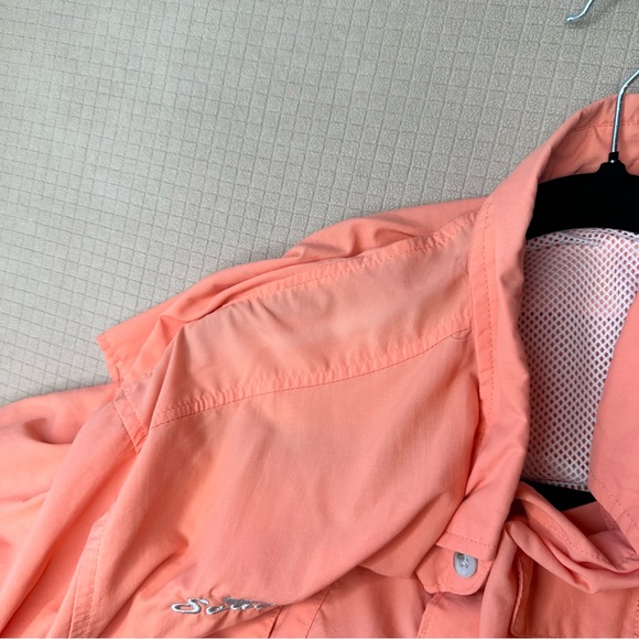 Columbia PFG Breathable Long Sleeve Fishing Shirt Mens XL Dark Peach Custom Logo - Picture 9 of 16